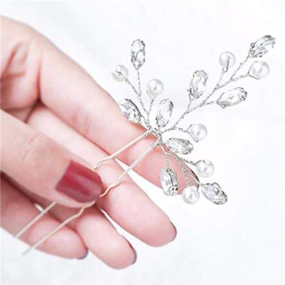 Flower Bridal Hair Pins | Crystal Wedding Hair Accessories - Picture 4 of 7